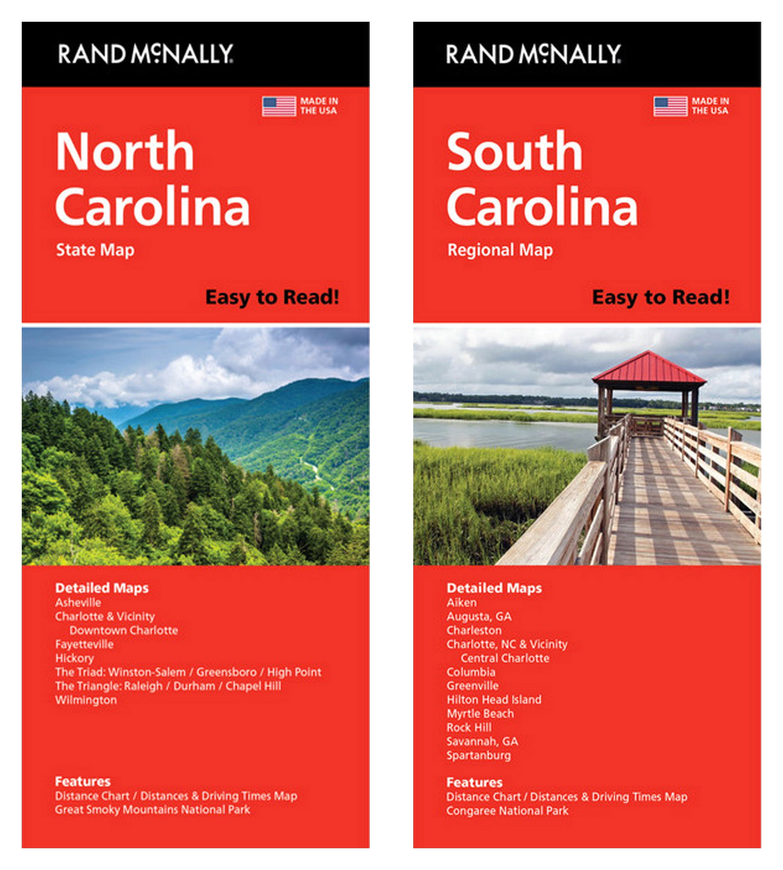Rand McNally State Maps: North Carolina and South Carolina (2 Maps ...