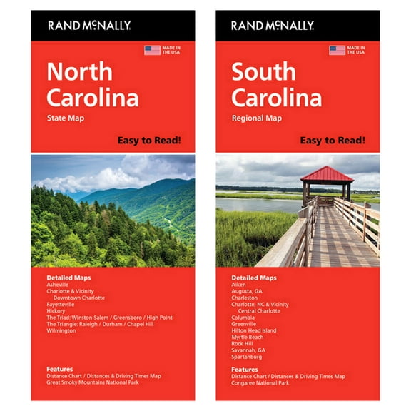 Rand McNally State Maps: North Carolina and South Carolina (2 Maps)
