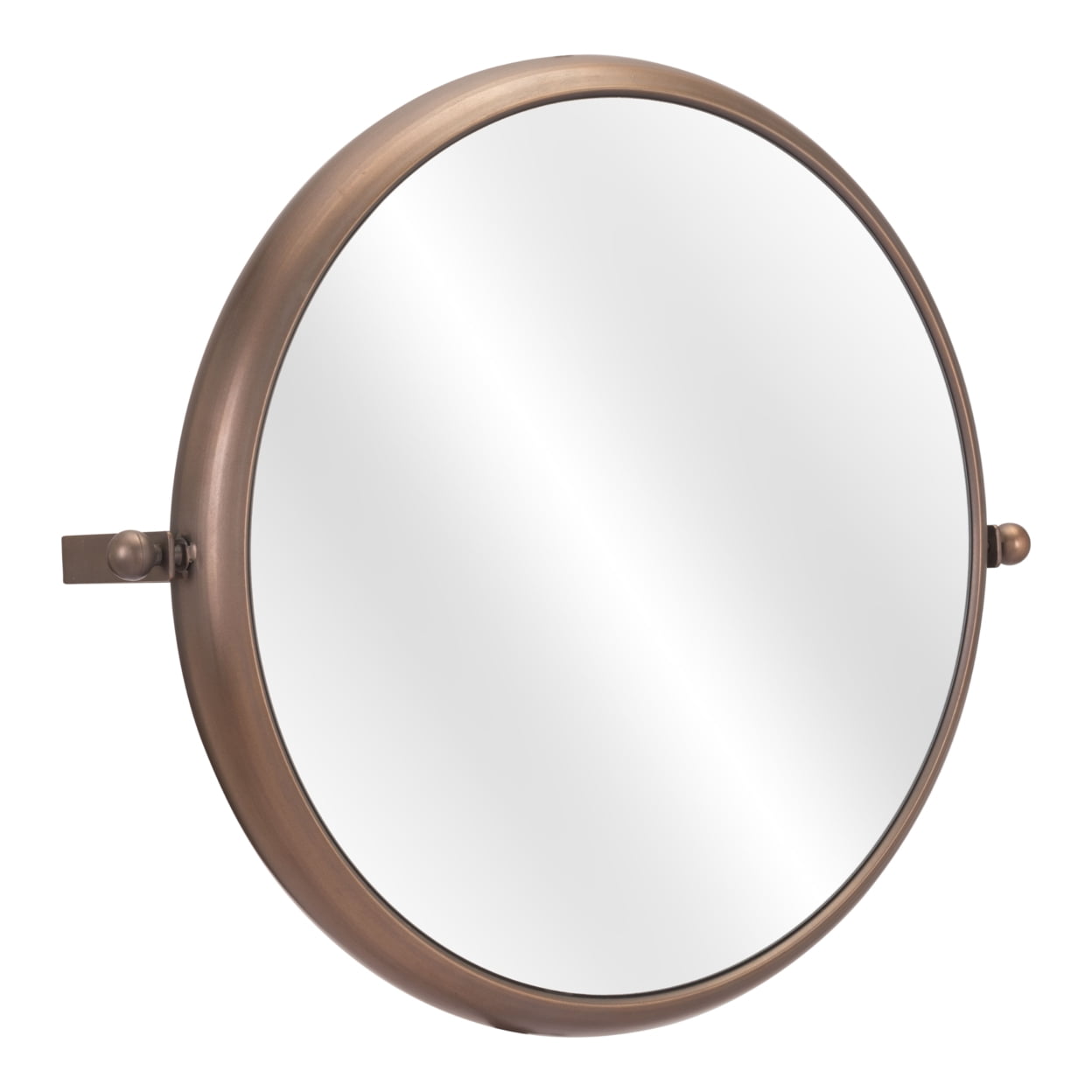 Round Bronze Patinated Wall Mount Decorative Mirror