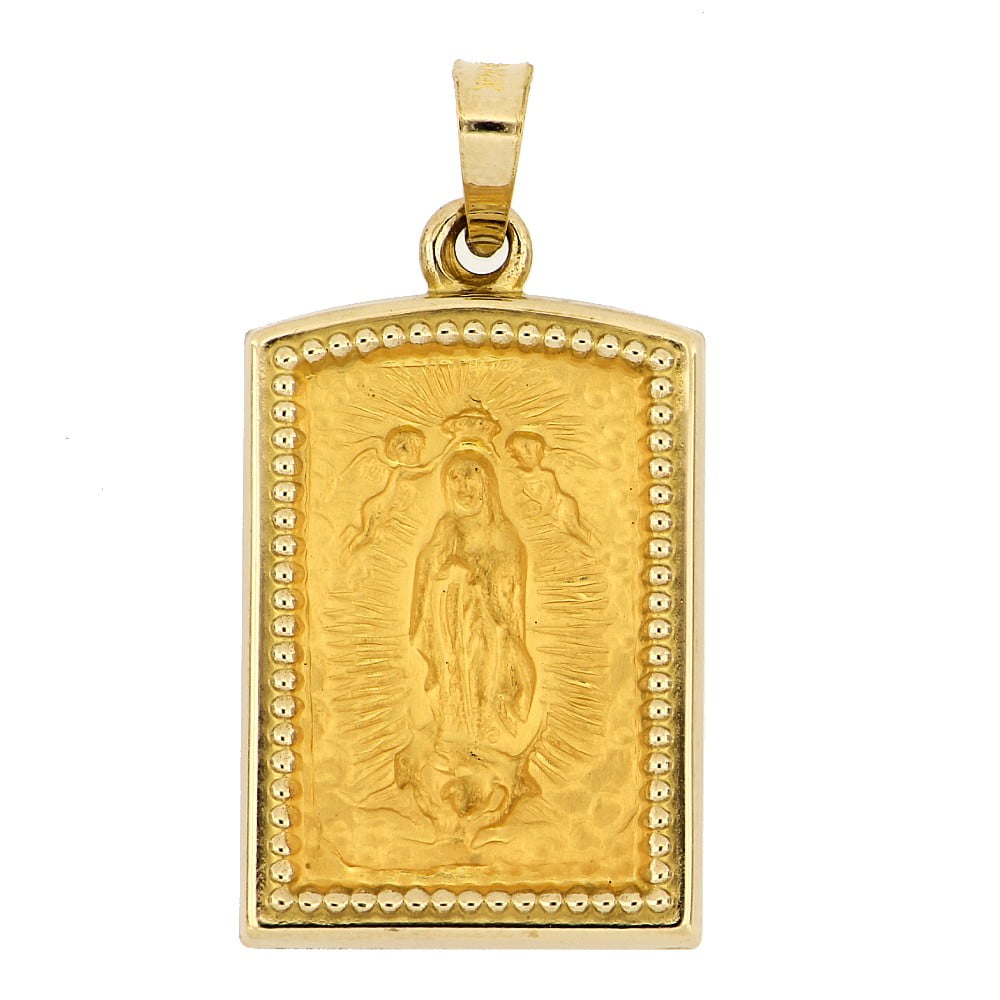 Rand & Paseka 14 KT Yellow Gold Guadalupe Square Medal