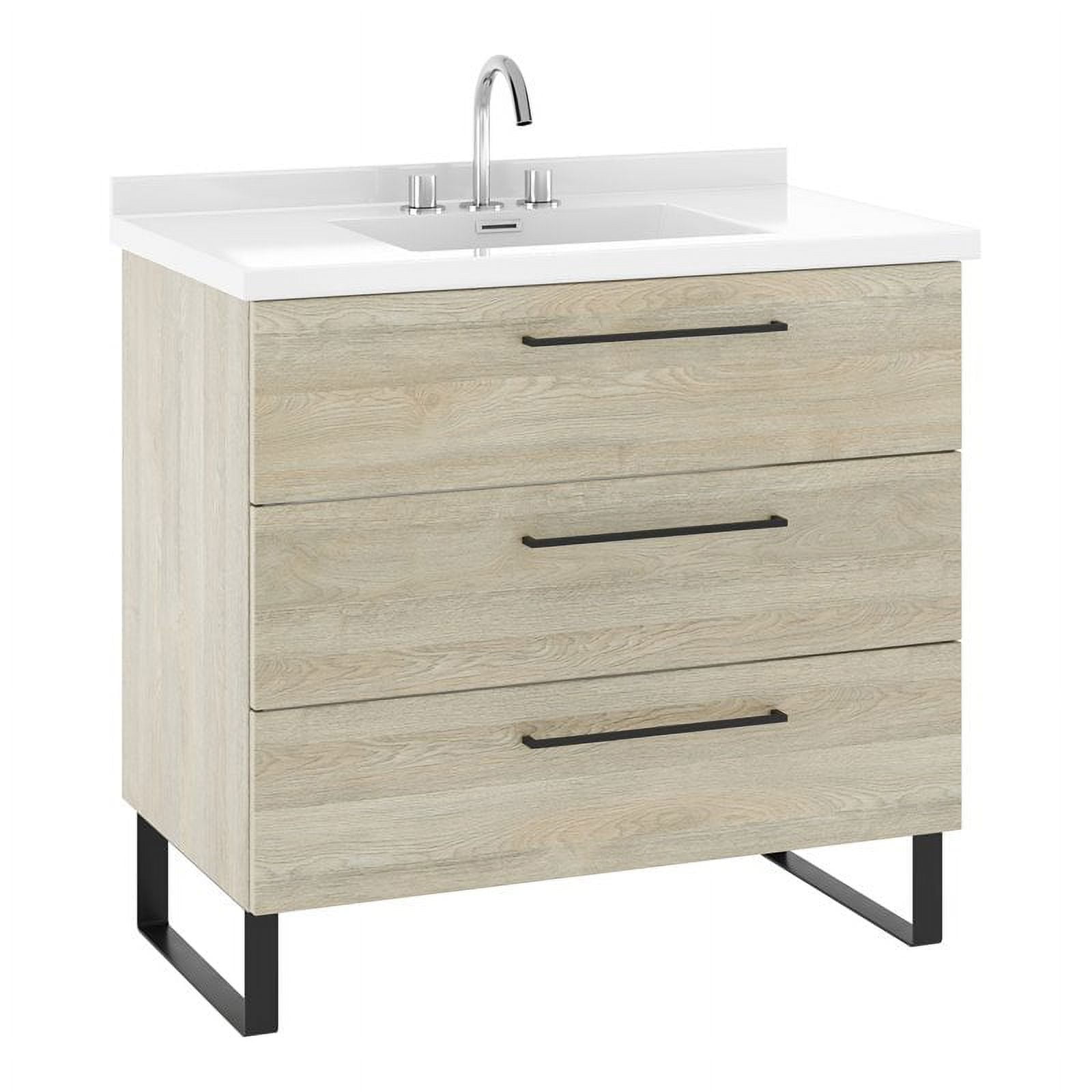 Randalco Denver 37" Modern Wood Bathroom Vanity with Sink in Toasted ...