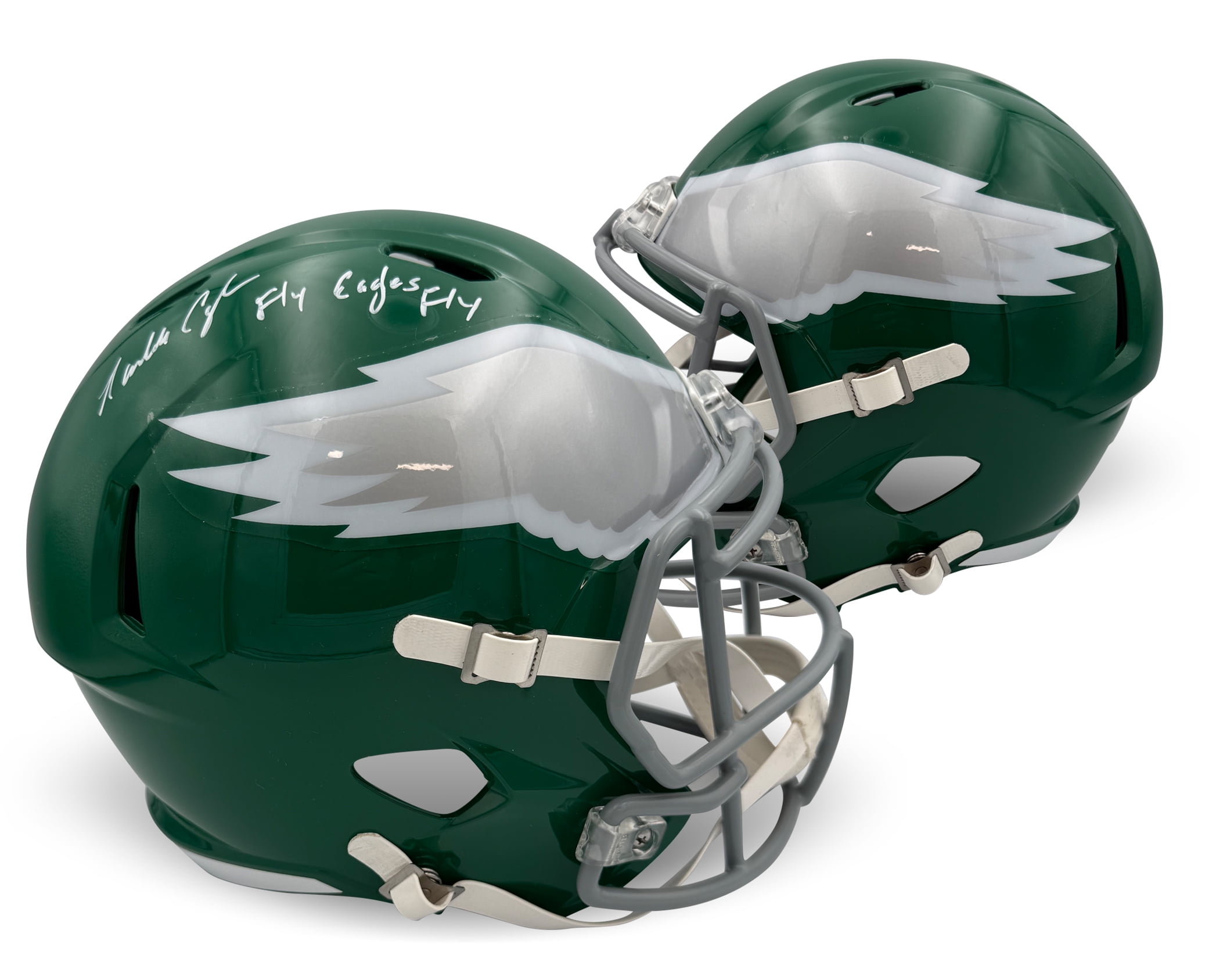 Randall Cunningham Autographed Philadelphia Eagles Signed Football Full Size Replica Helmet FLY EAGLES FLY Beckett COA