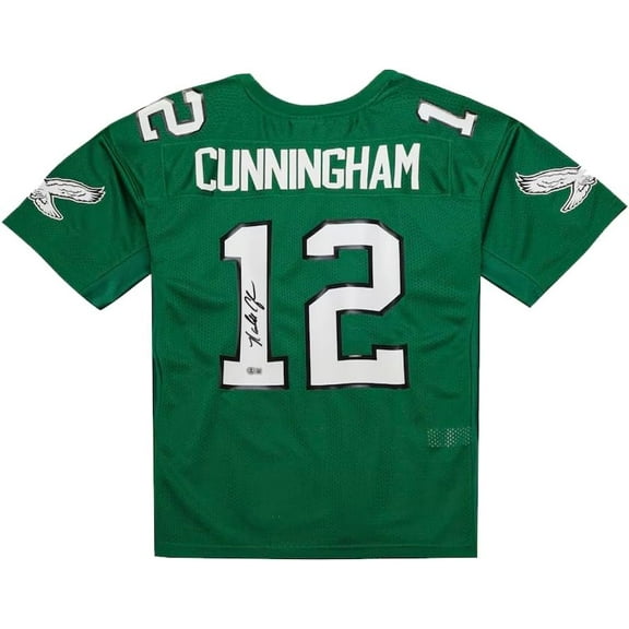 Randall Cunningham Philadelphia Eagles Autographed Officially Licensed Green Football Jersey - Beckett Authenticated