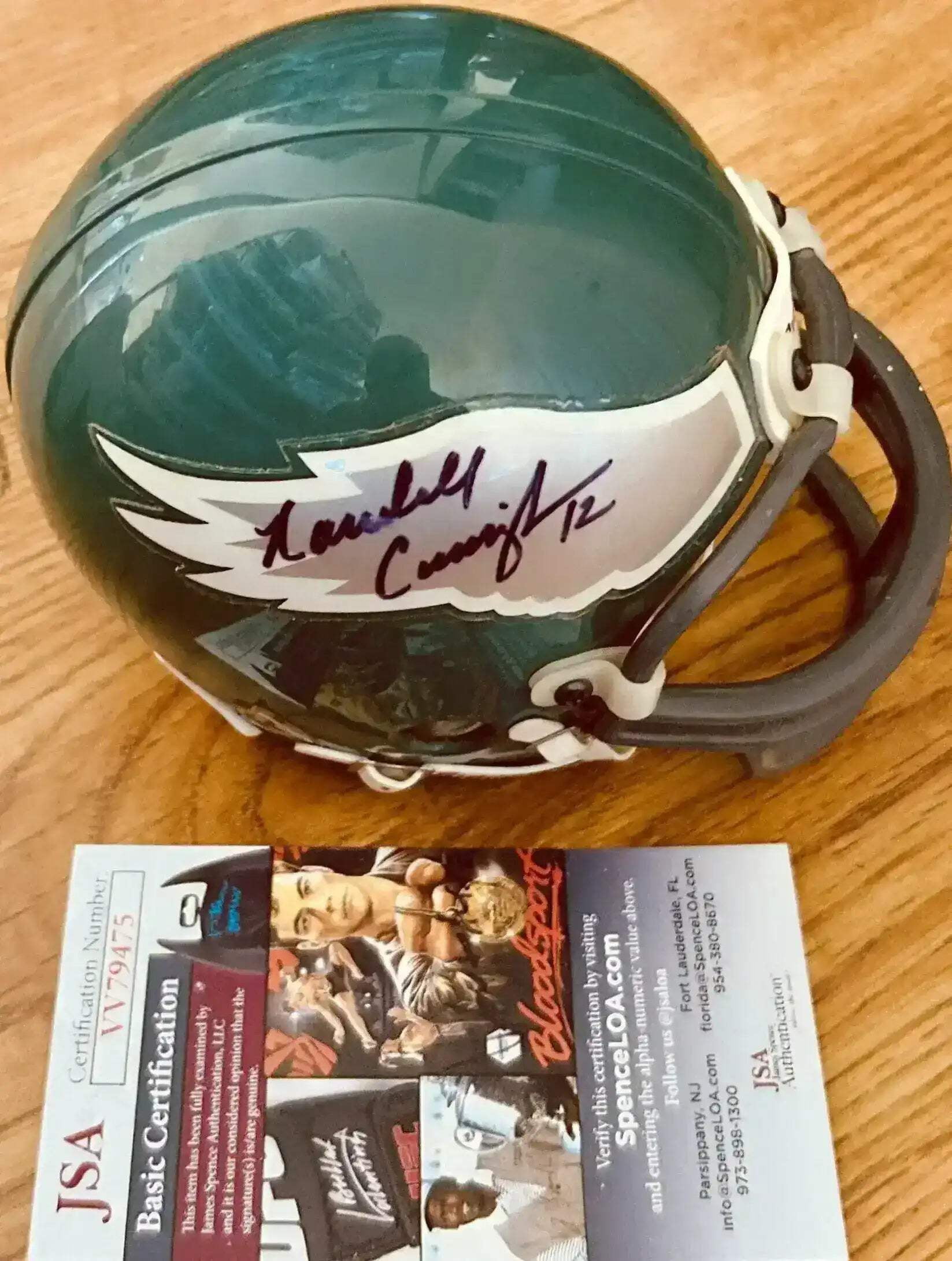 Randall Cunningham signed Philadelphia Eagles retro mini helmet JSA