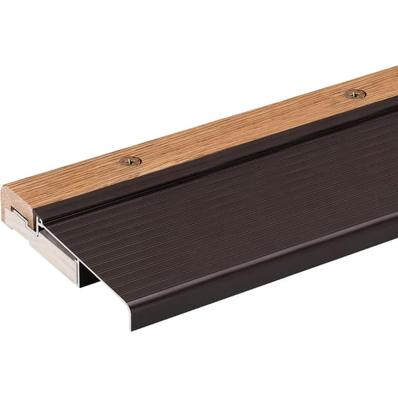 Randall Manufacturing Adjustable Height Threshold for Doorways, Oak and Aluminum Sill, Brown, 72 3/4" X 5 3/4", 6 ft