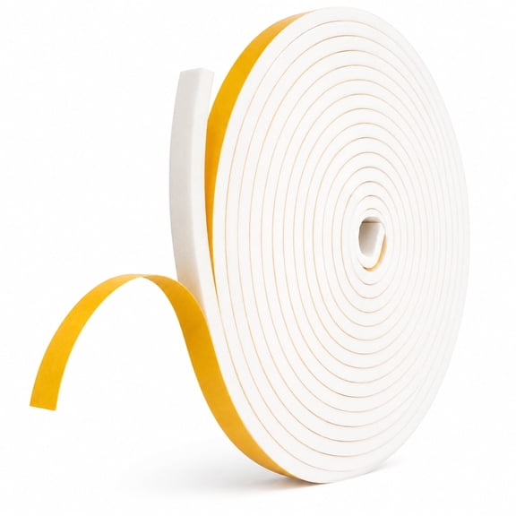 Randall Manufacturing Foam Weather Stripping Tape, EVA Material, Window & Door Seal Strip 3/8" W x 1/4" H, 17 ft, White