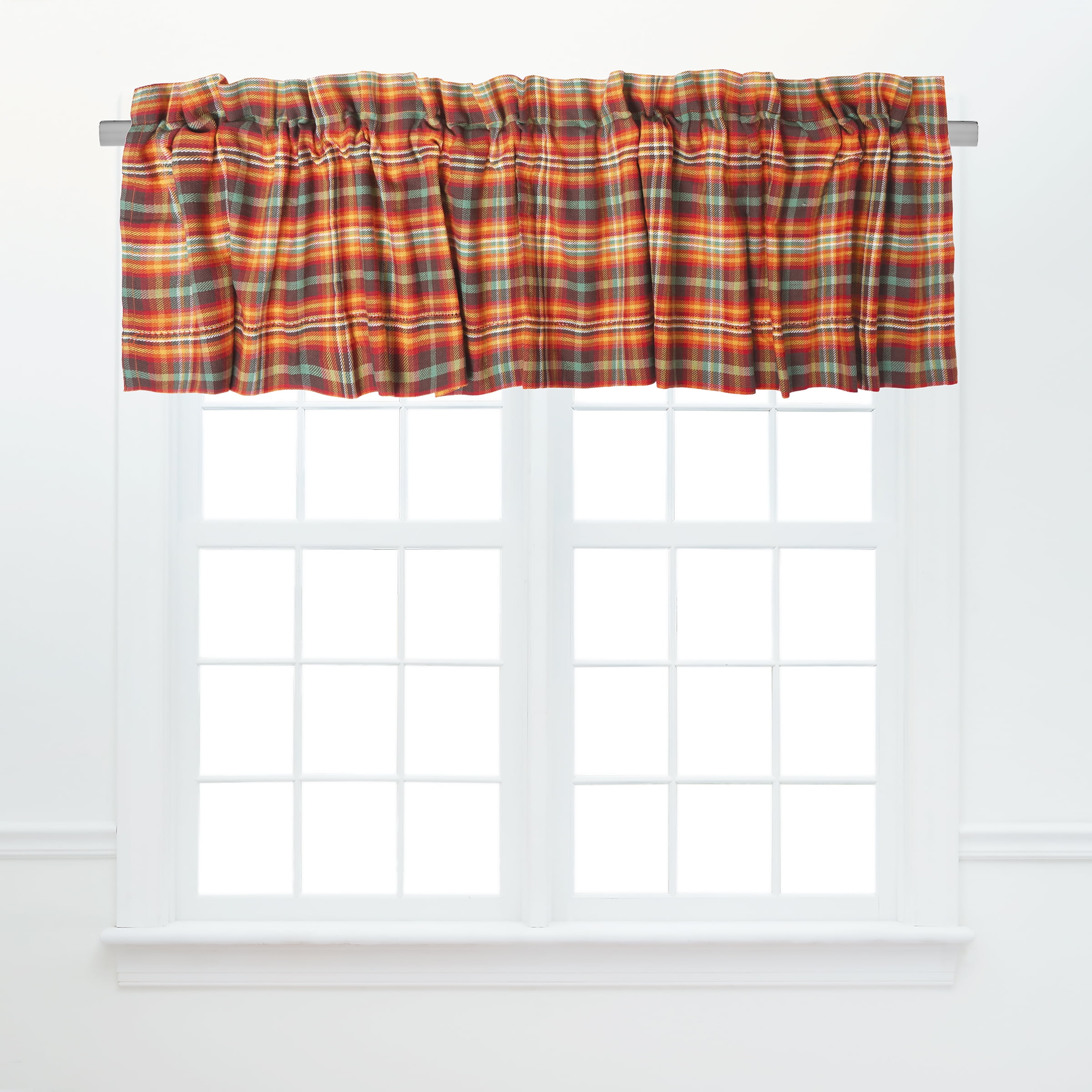 Randall Plaid Cotton Brown and Green 72" Valance