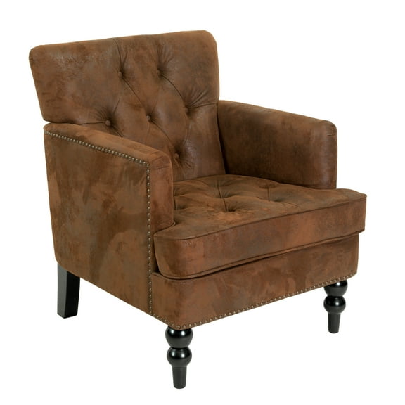 Randi Fabric Tufted Club Chair, Brown