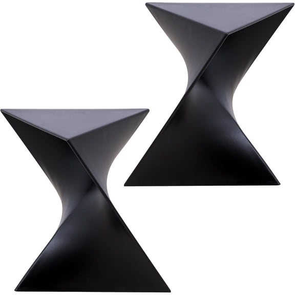 Randolph 15.75" Stackable Side Table Weather Resistant Versatile Plastic Triangular Accent End Table for Living Room, Backyard, or Lawn Randolph Series (Black, Set of 2)
