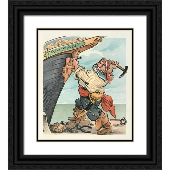 Randolph Caldecott 15x17 Black Ornate Wood Framed Double Matted Museum Art Print Titled - The Diverting History of John Gilpin Pl5 (1887)
