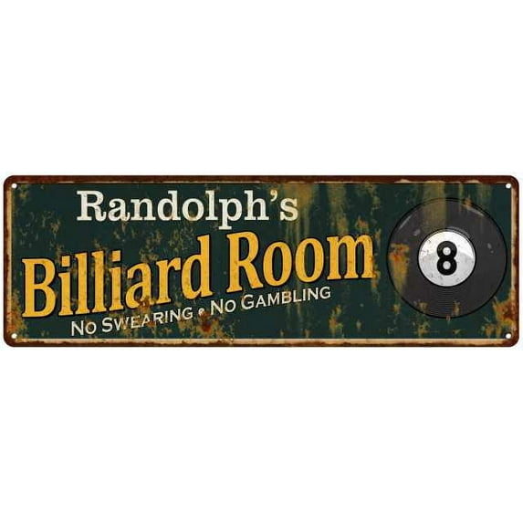 Randolph's Billiard Room Green Sign Man Cave 8x24 108240009480