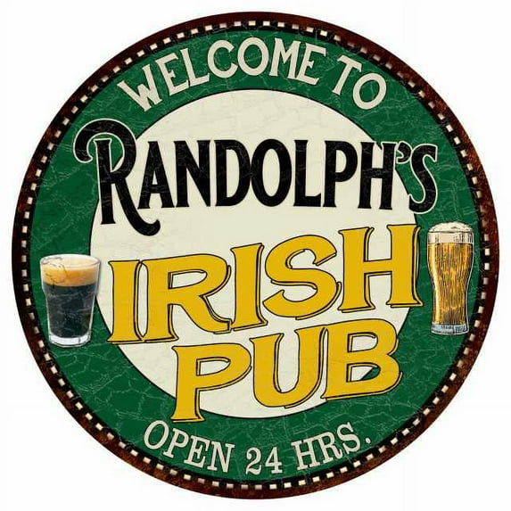 Randolph's Irish Pub 14" Round Metal Sign Kitchen Bar Wall Decor 100140036480