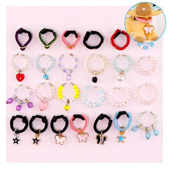 Random 10pcs Collar Necklace for Mini Pet Toys Collie Shorthair Cat Dachshund Rabbit Figurines