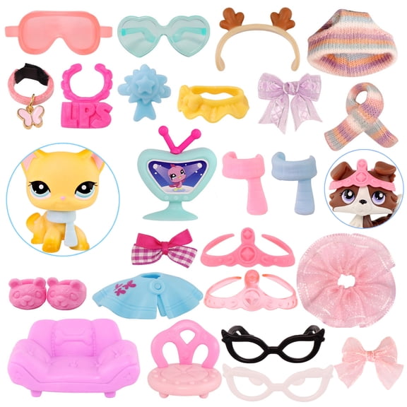 Random 15pcs Accessories Set for Lps Cat Dog Toy Figurines