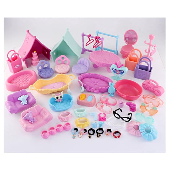 Random 15pcs Mini Accessories for lps Little Pet Toys,Include Clothes Jacket Collar Glasses Shoes and More Accessories Set
