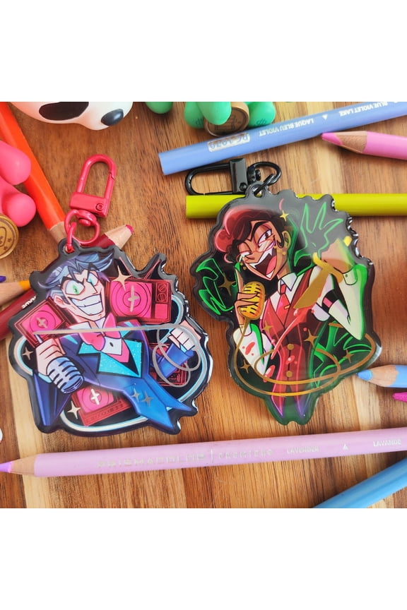 Random 1pc Cute Acrylic 2D Keychain Charm, Aesthetic Acrylic Flat Keychain, Accessory Gift