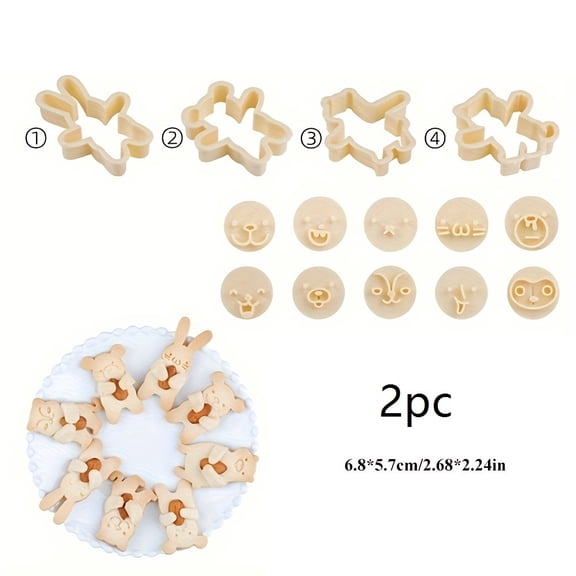 Random 2-Pack Bear Cookie Mold Set | Plastic French Candy and Cake Decorating Molds | Food Decorating Cutting and Stamping Tools | Suitable for Pastry Making