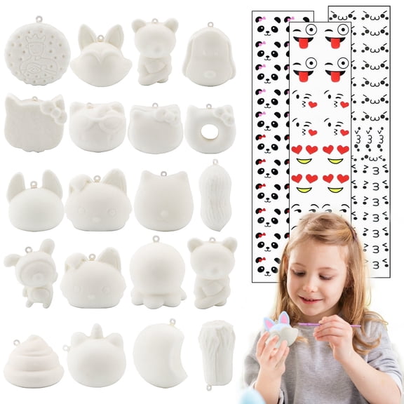 MALLMALL6 Random 20 Pack DIY Toy Set, Kawaii Cream Scented Slow Rising Food Squeeze Bread Toys as Keychains