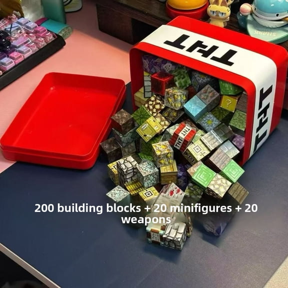 Random 200 Building Bricks With 20 Figures Weapons And Storage Box