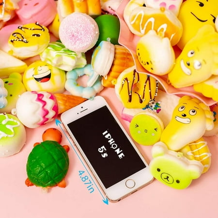 Random 20pcs Squeeze Toys - Slow Rising Kawaii Simulation Bread Children Toy | Soft Squishy Cake/Panda/Bread/Buns Phone Straps, Jumbo/Medium/Mini