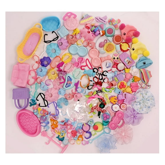 Random 25pcs Accessories Lot for lps Pet Toys,Random Clothes Skirt Dress Glasses Collar Necklace Hat Handbag Doghouse Cat Bed Sofa Chair TV Shoes Accessories for lps Pet Figures