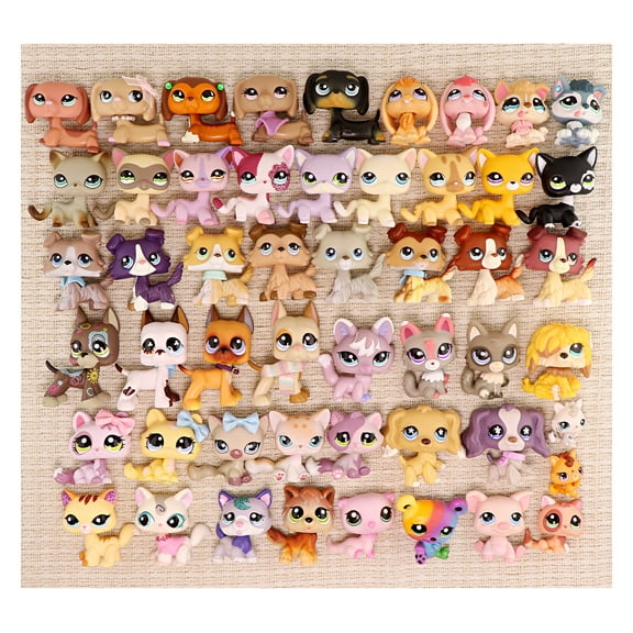 Random 5PCS Little Pet Toys,Minilps Collie Dachshund Cocker Spaniel Rabbit Deer Shorthair Cat Sheep Bat Kitten and More Little Cat Dog Surprise Blind Box Figures Toys for Kids