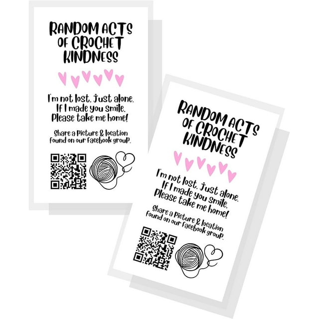 Random Acts of Crochet Kindness Gift Tags 50 pk 2 x 3.5 Cards to Give