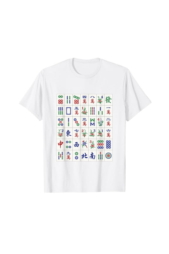 Random Assorted Mahjong Game Tiles in a Flat Wall Pile T-Shirt