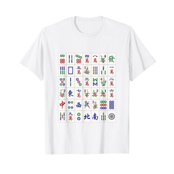 Random Assorted Mahjong Game Tiles in a Flat Wall Pile T-Shirt