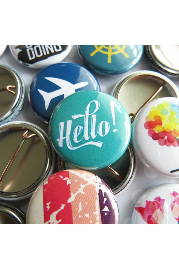 Random Buttons Pins for School Backpacks, Classroom Rewards, Fundraisers - 50 1” Round Mini Pinback
