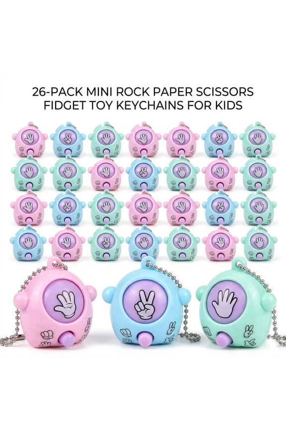 Random Color 26 PCS Fun Button Keychains Rock Paper Scissors Guessing Egg Pendant Keyring Decor Bag Car Hanging Ornament