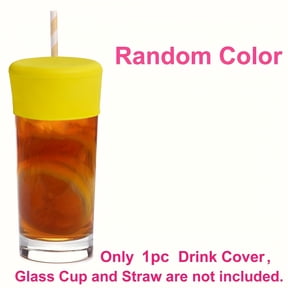 (Random Color) Drink Covers for Alcohol Protection, Washable Silicone Drink Cup Cover Protector with Straw Hole, Wine Glass Covers to Keep Bugs Out, Anti-Drug Cup Cover for Parties