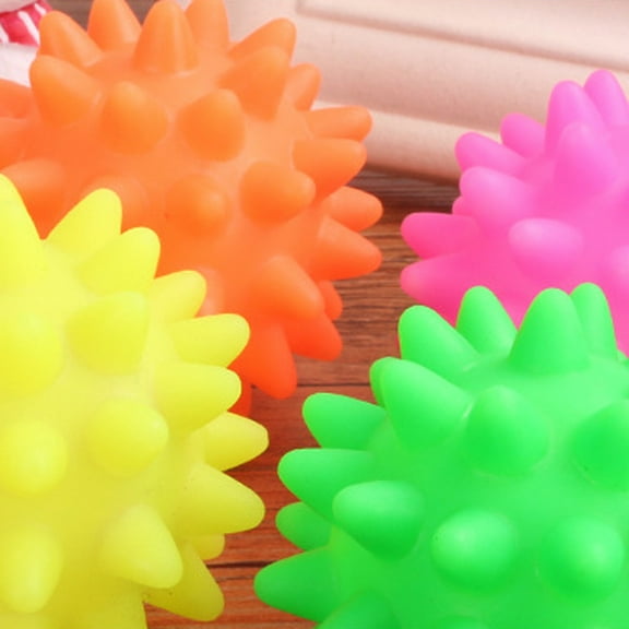 Random Color Rubber Spikey Ball Toy for Dogs with Built in Squeaker for Chewing and Playing Random Color