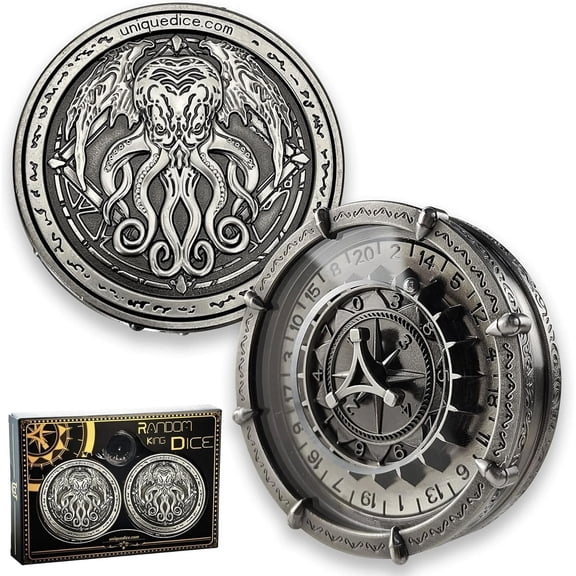 7 in 2 Dice Spinner for Dungeons and Dragons Role Playing Dice DND Dice Set Tarot Cthulhu for Dice Goblin - Silver