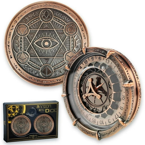 Design 7-in-2 Dice Spinner for Dungeons and Dragons, Bronze