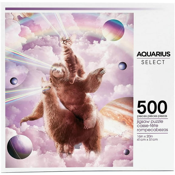 Random Galaxy Laser Eyes Cat Sloth Llama 500 Piece Jigsaw Puzzle