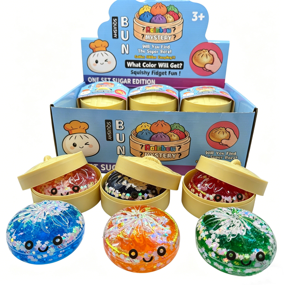 Random Glitter Dumpling Squishy Box Bulk,4Inch Surprise Dumpling Squishy Stress Ball,Squishy Bun,Random 1 of 14 Colors Mystery Gift Box for Adult Classroom Prizes Party Favor 1pcs