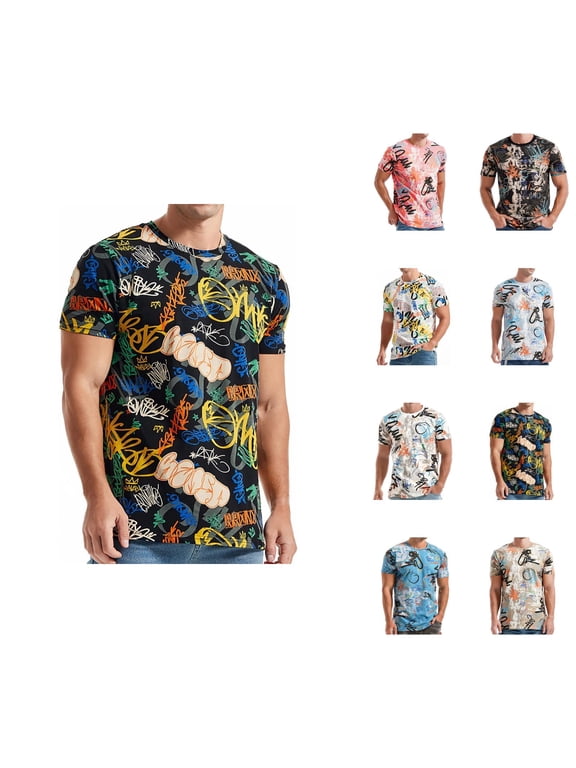 Random Graffiti Graphic Tees for Men 2026 Summer Casual Short Sleeve Crewneck Hop T Shirts Streetwear