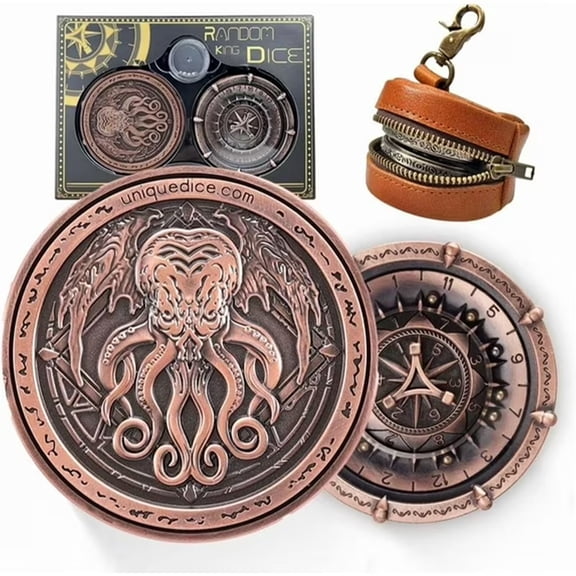 Random King Dice Spinner Dice Cthulhu Metal DND Dice Set 7-in-2 Dual-Spin Wheels Dice Set Unique Dice Pocket D20 Fidget Dice for Dungeons and Dragons DND Gifts- Dice King