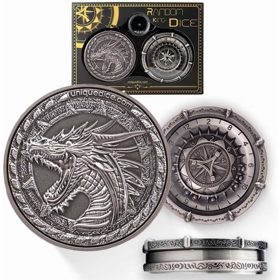 Random King Dice Spinner Dice Metal DND Dice Set 7-in-2 Dual-Spin Wheels Dice Set Unique Dice Spinner Goblins Metal D&D Dice for Dungeons and Dragons DND Gifts- Dice King