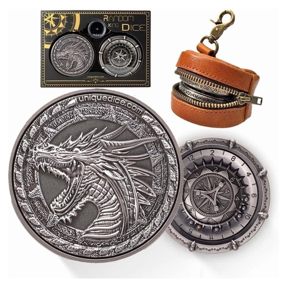 Random King Dice Spinner Dice Roulette Metal DND Dice Set 7-in-2 Dual-Spin Wheels Dice Set Unique Dice Pocket D20 Fidget Dice for Dungeons and Dragons DND Gifts- Dice King Random
