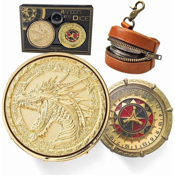 Random King Dice Spinner Dice Roulette Metal DND Dice Set 7-in-2 Dual-Spin Wheels Dice Set Unique Dice Pocket D20 Fidget Dice for Dungeons and Dragons DND Gifts- Dice King Random