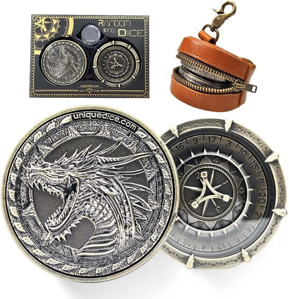 DND Ruota Dadi Spinner, 7-in-1 Metallici D&D Dadi, Spinner di Dadi a Roulette Polpo con un Occhio, Regali di D&D con Scatola Regalo, Accessori per