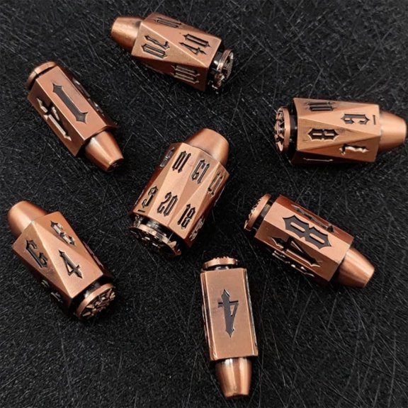 Random King Red Copper Metal DND Dice Spinner, 7-in-2 Dual Spin Dice Set for Dungeons & Dragons, Tabletop RPG with 30+ Gameplay Options