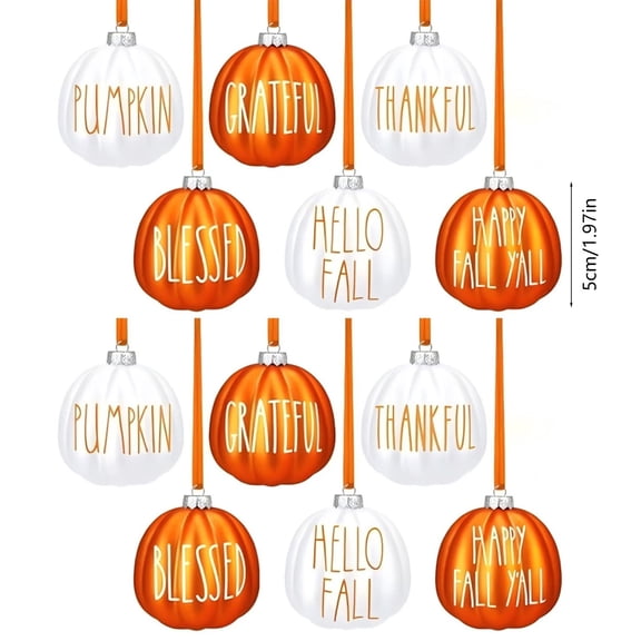 Random Letters Autumn Festival Decorative Hanging Ball, Thanksgiving Pumpkin Christmas Tree Ornament Small Pendant with Gratitude Message, Seasonal Home Decor for Fall and Winter Celebrations