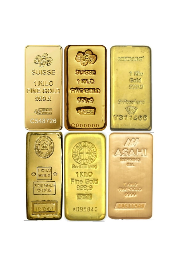 Random Mint - 1 Kilo ( 32.15 Troy Oz ) Gold Bar 0.9999 Fine Gold
