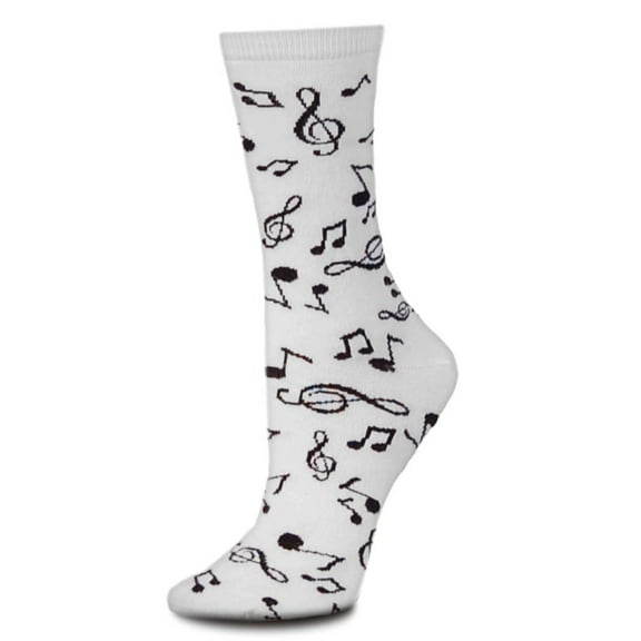Random Music Notes White Medium Socks