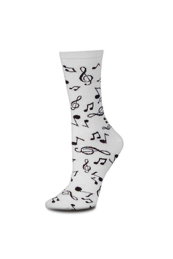 Random Music Notes White Medium Socks