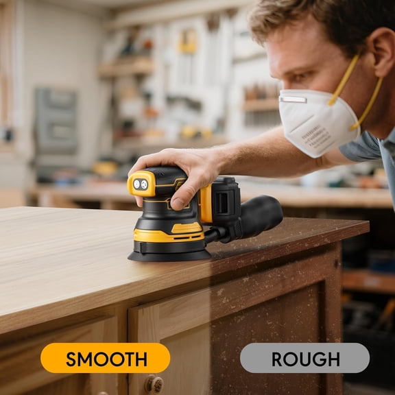 Random Orbital Sander for Dewalt 20V Battery, 5" Palm Cordless Sander with 10pcs Sandpaper, 3 Variable Speeds, Dust Collector for Woodworking Polishing (Battery Not Included)