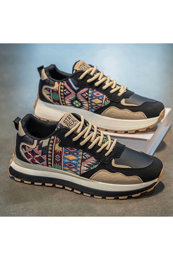 [Random Side Pattern]Stylish And Versatile Men'S Athletic And Casual Footwear - Slip-Resistant And Long-Lasting Sports Shoes for Men, Featuring Breathable Fabric Lining, Available in Black